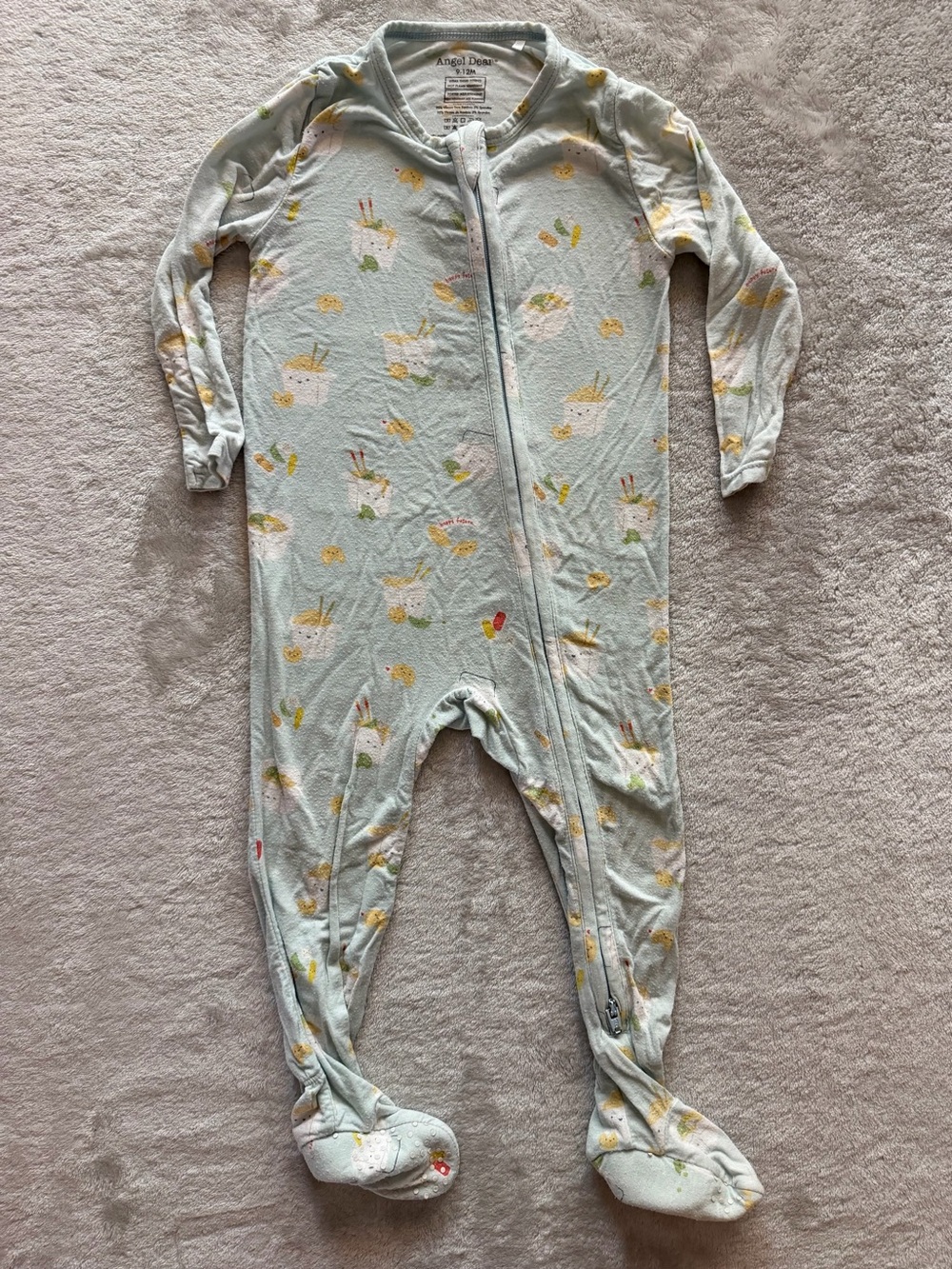Angel Dear Bamboo Footed Zip Sleeper | Dim Sum Print | 9-12M